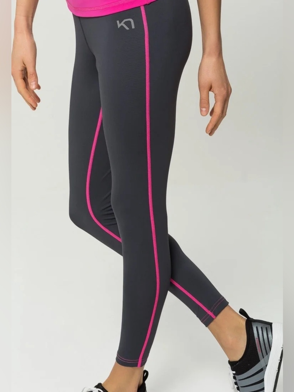 Kari Traa Myrbla Training Running Cycling Tights Grey & Pink Small